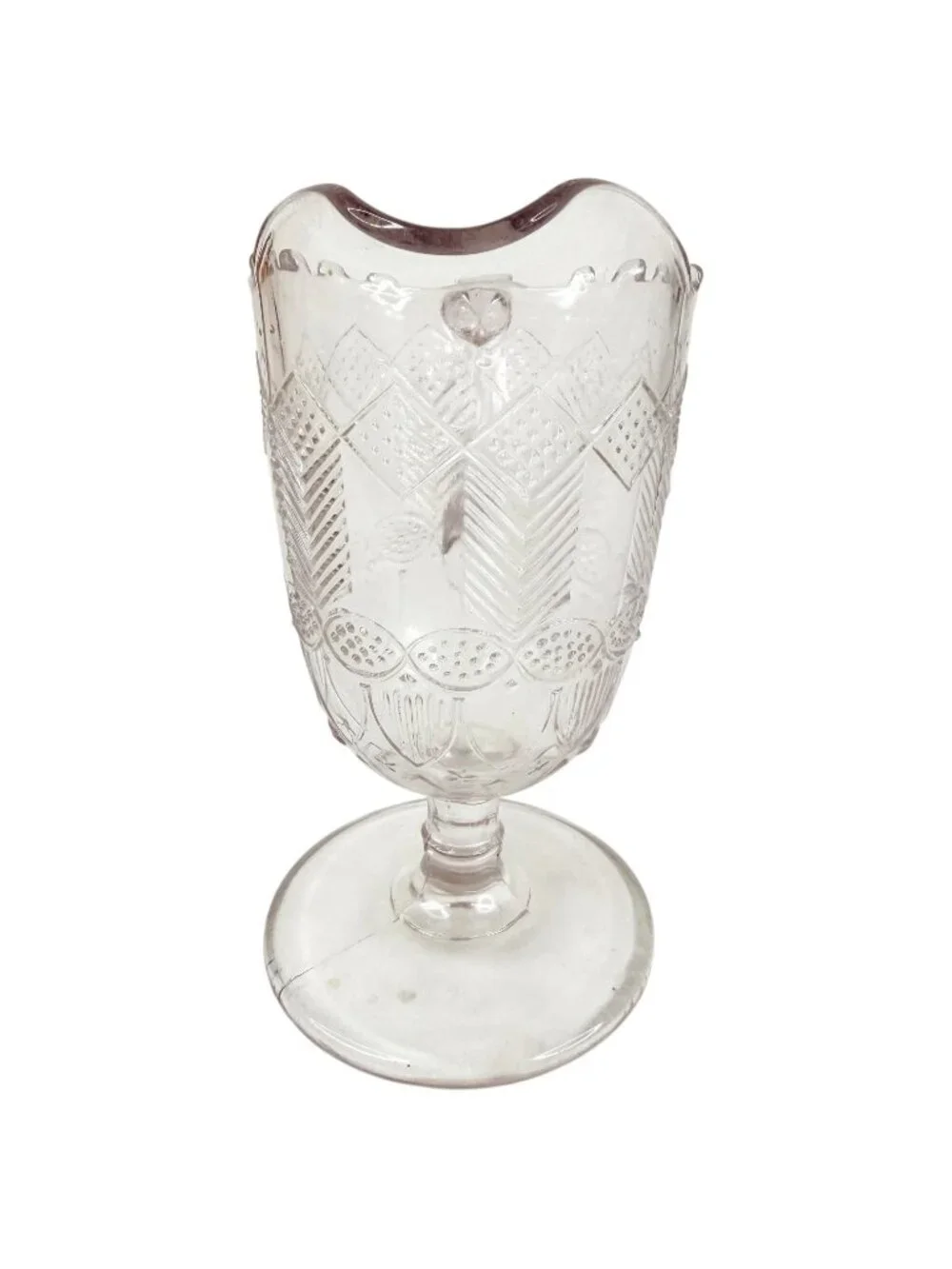 Vintage EAPG Herringbone No 4 Creamer By Belmont Glass Works Clear Small Pitcher